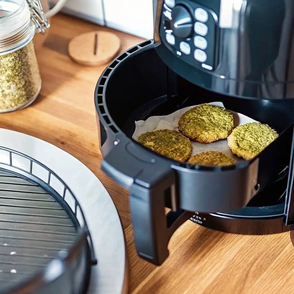 Zucchini-Puffer im Airfryer während der Vorbereitung