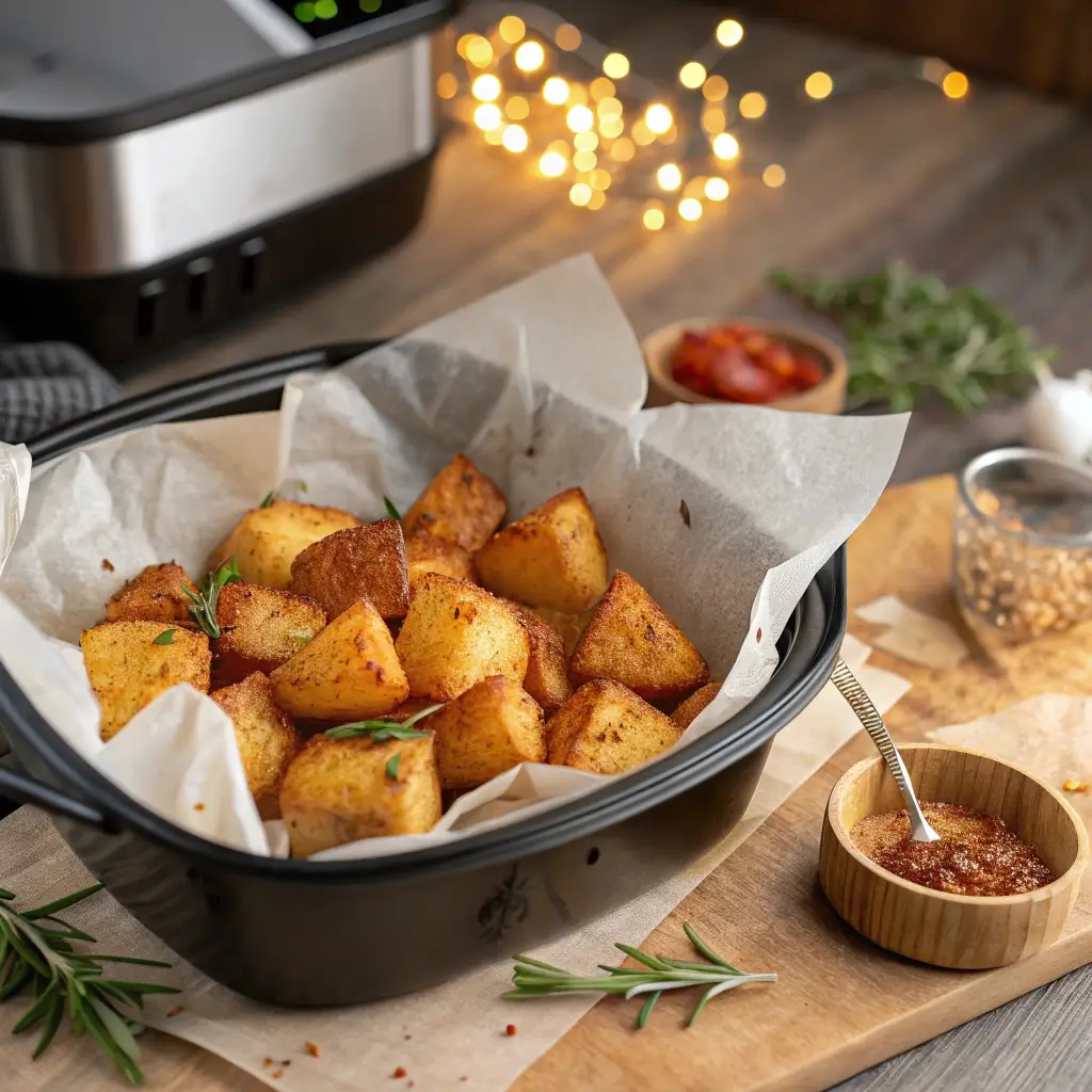 Vegane Bratkartoffeln im Airfryer – Knusprig & fettarm in 35 Min