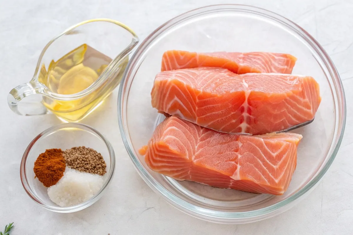 Alle Zutaten für das Rezept Lachs aus der Heißluftfritteuse.