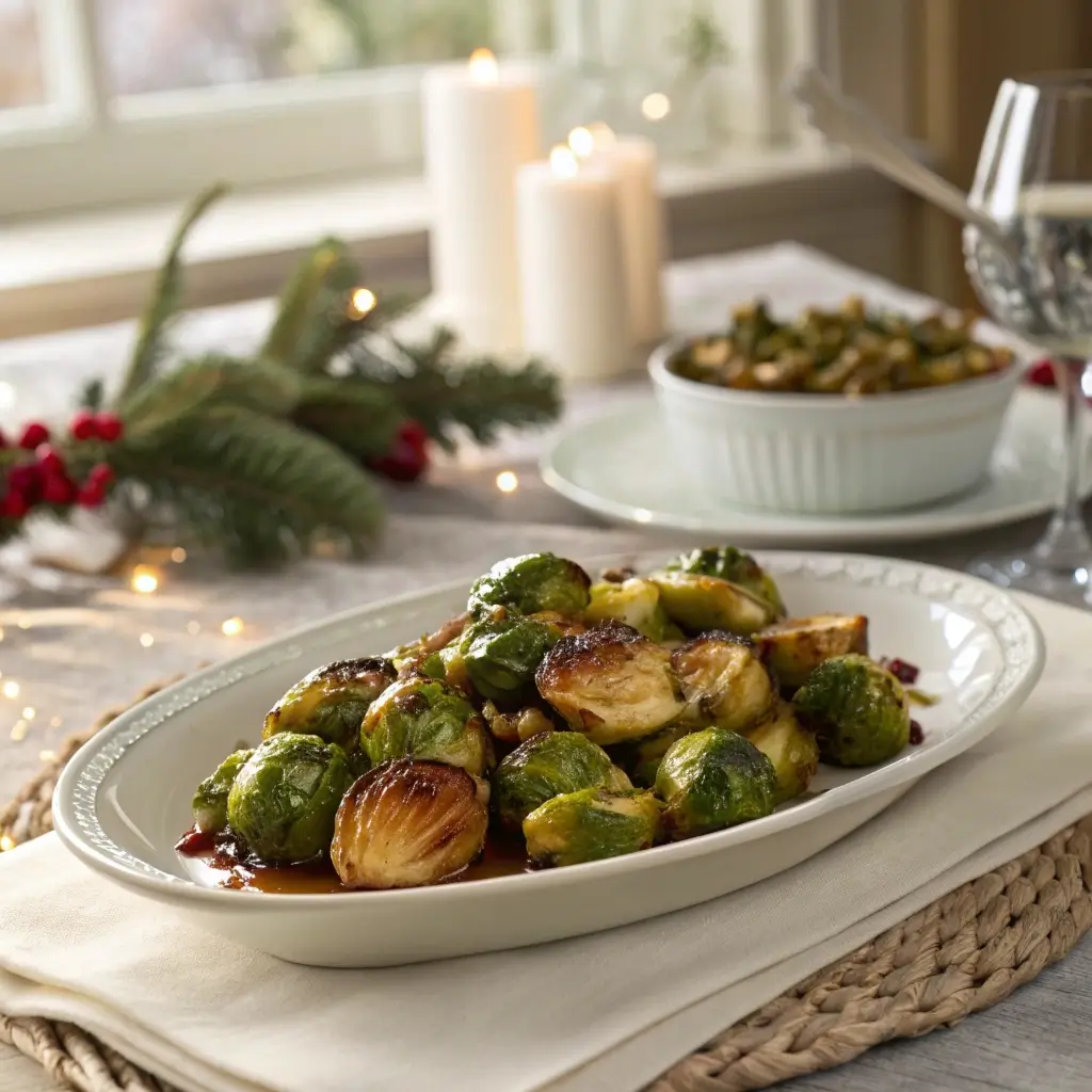 Rosenkohl aus der Heißluftfritteuse – knusprig, mit Sauce und Beeren garniert