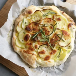 Knusprige Kartoffelpizza aus dem Airfryer mit Rosmarin und goldbraun gebackenen Kartoffelscheiben