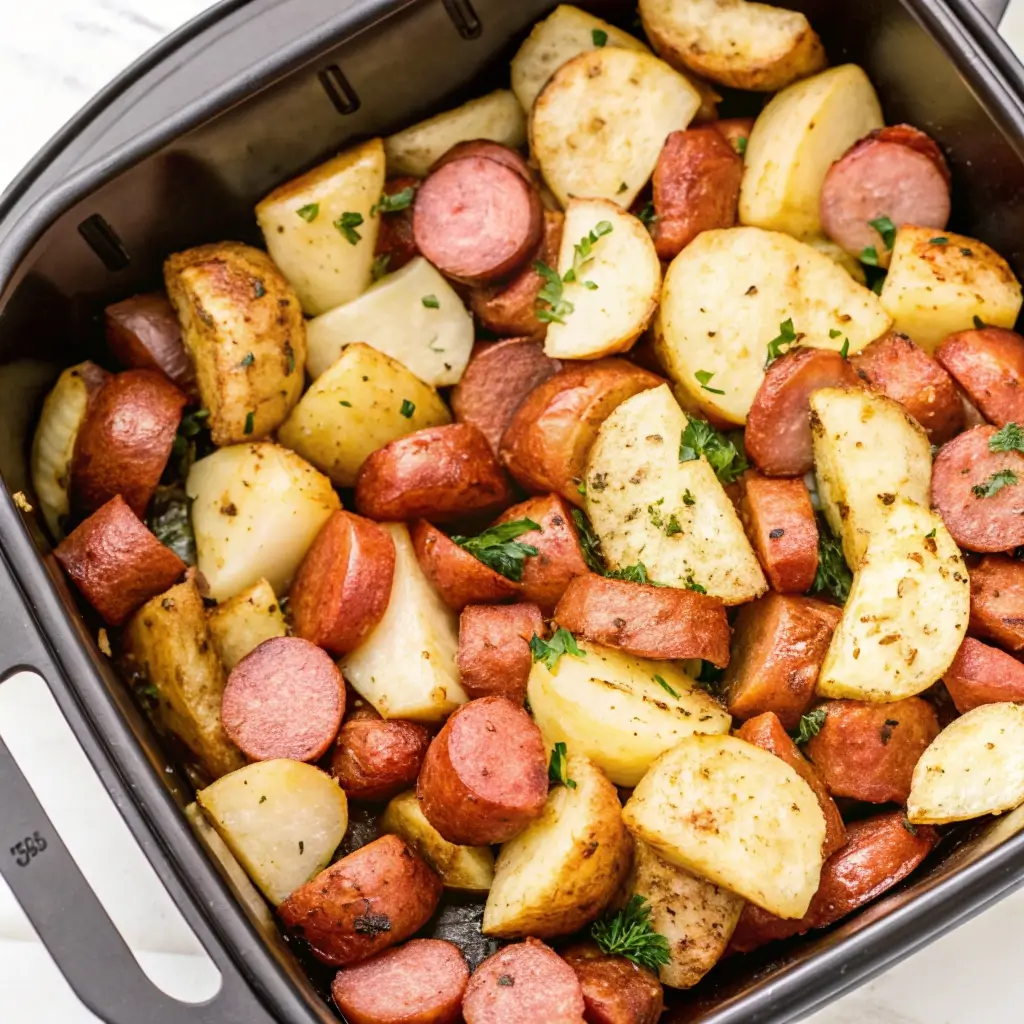 Kartoffeln und Wurst im Airfryer – Knusprig & fertig in 35 Minuten