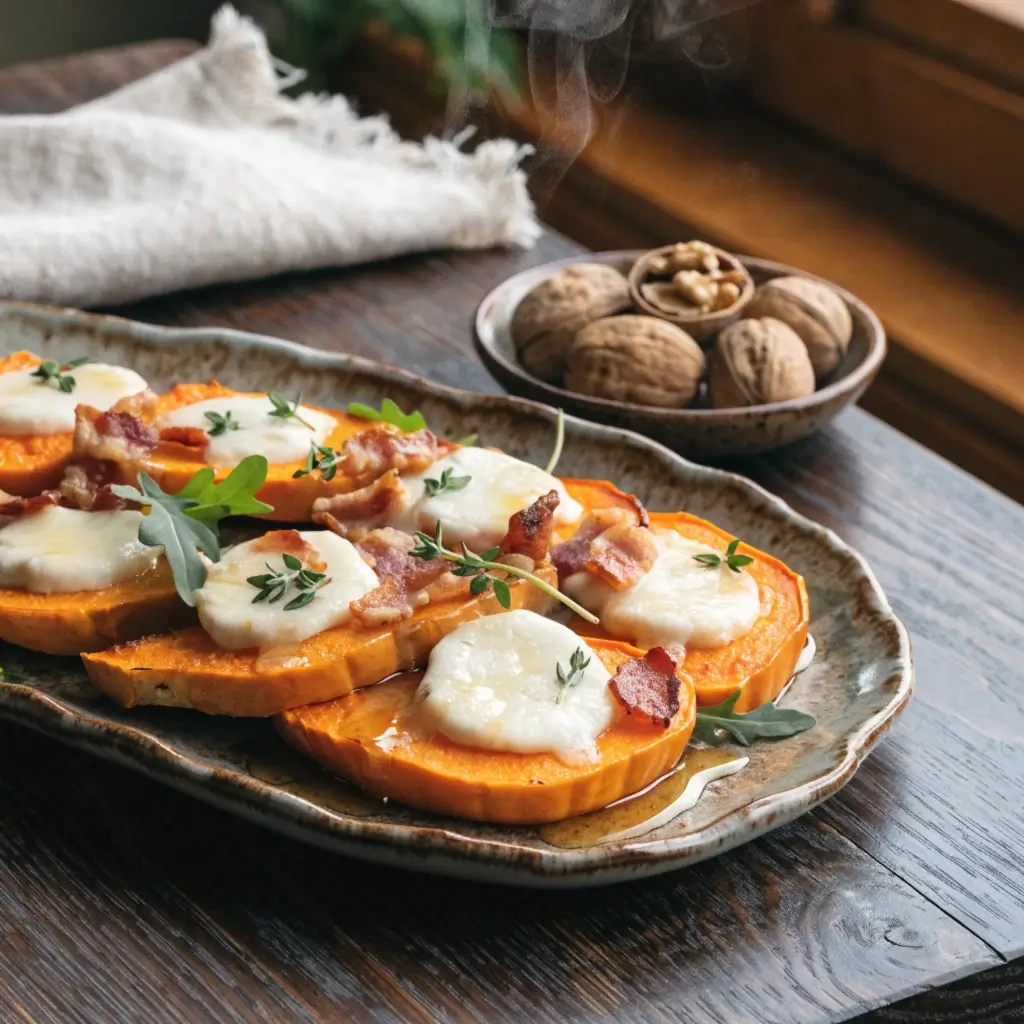 Butternut aus dem Airfryer: mit Ziegenkäse und Speck